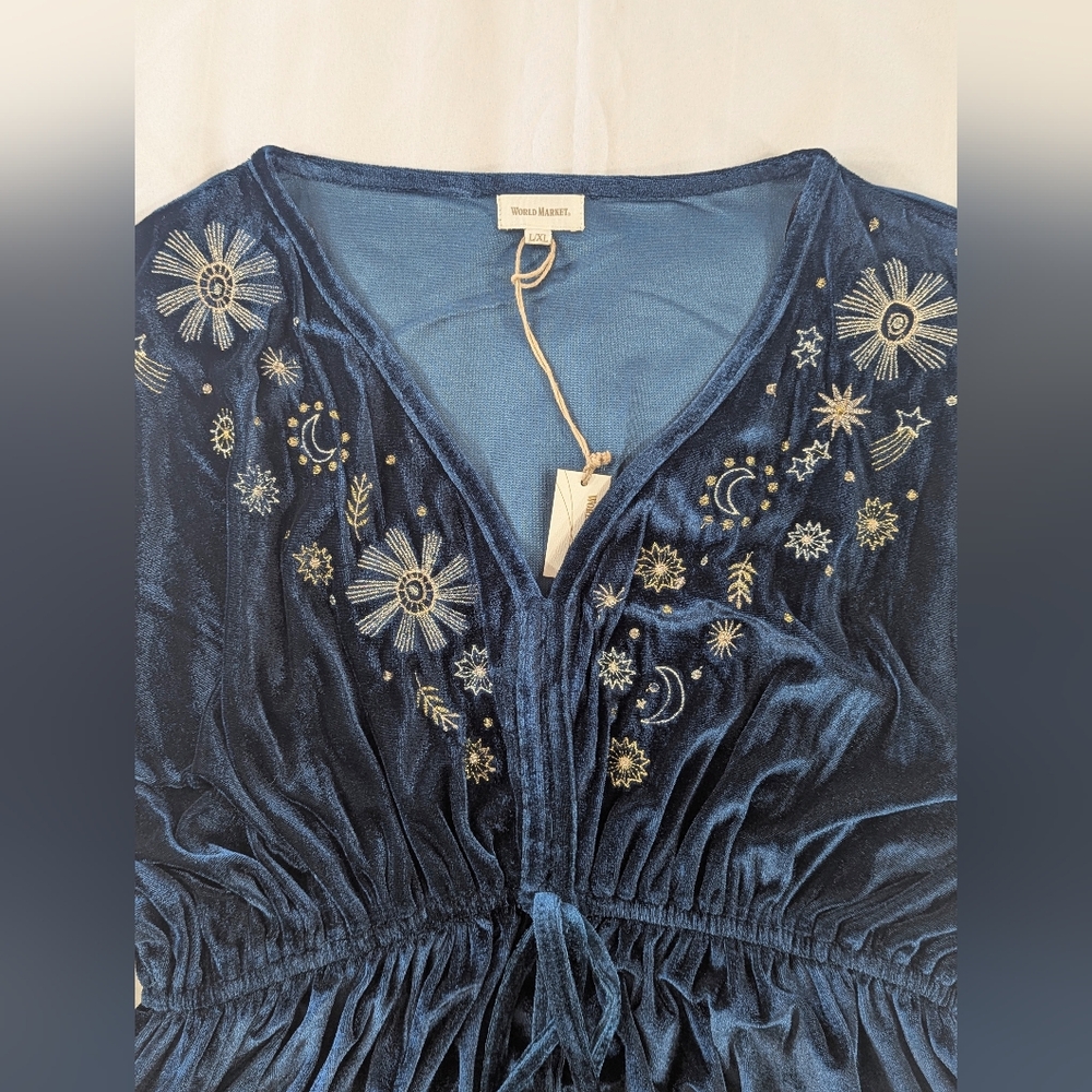 World Market Mira Celestial Embroidered Maxi Dress (L/XL) - Picture 3 of 15